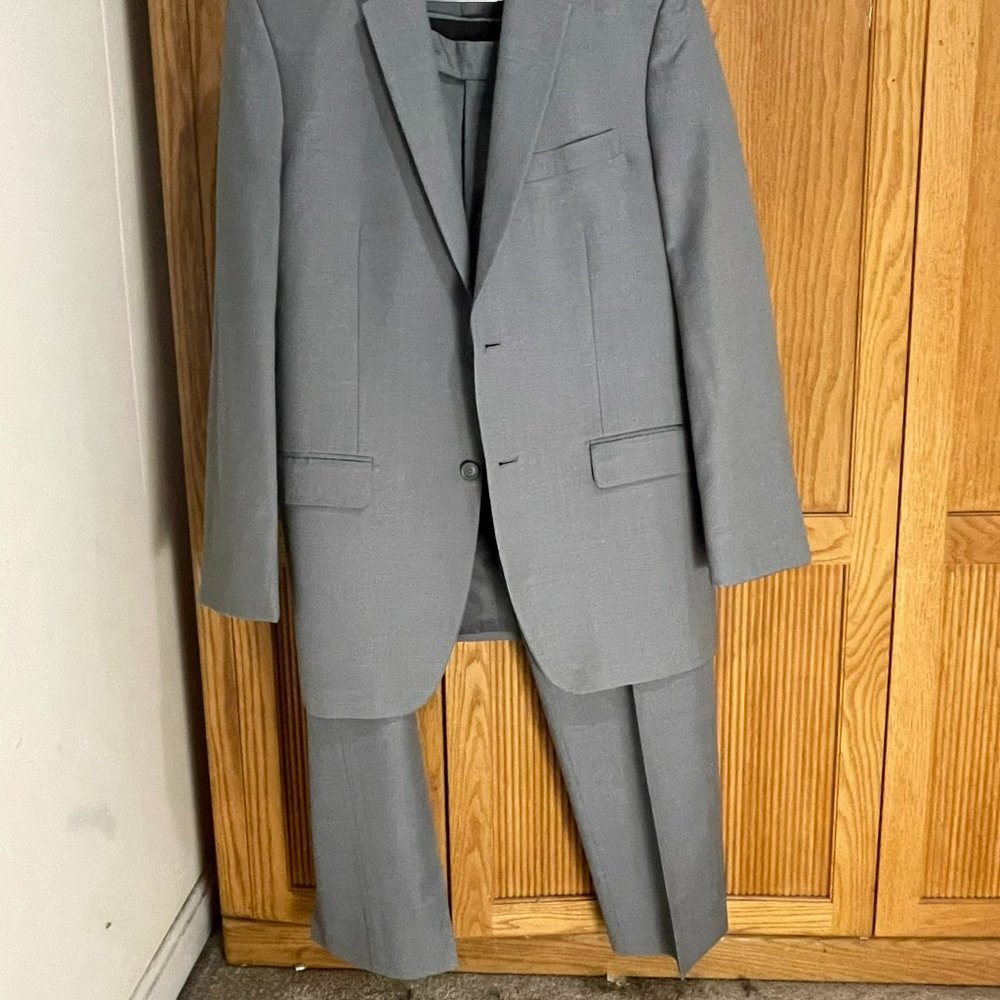 Men's Grey Perry Ellis Madison Suit Slim Fitted 42L 35W